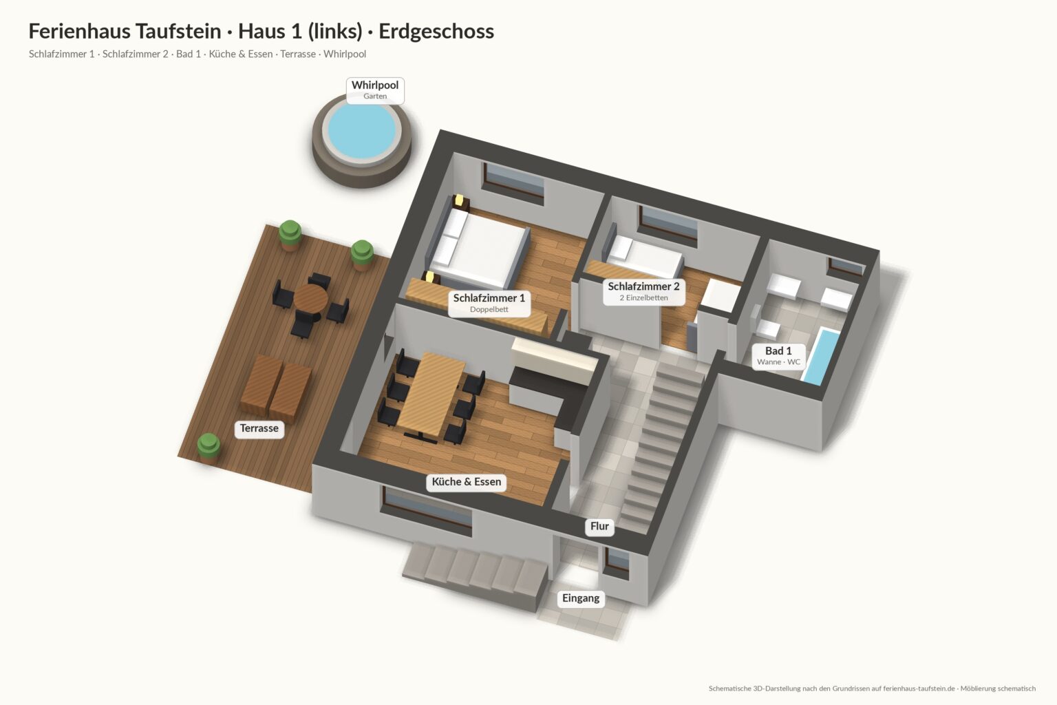 Ferienhaus Taufstein 3D-Grundriss Vorschau