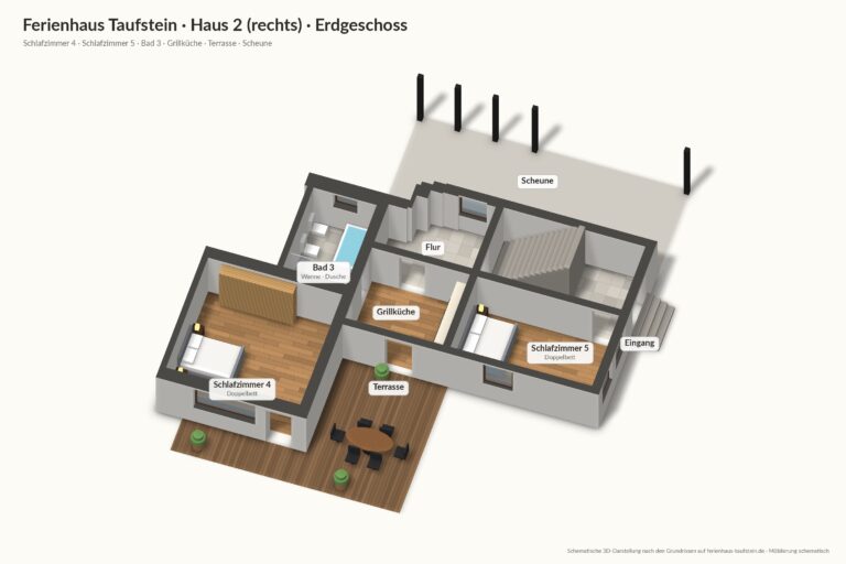 Ferienhaus Taufstein Haus 2 · Erdgeschoss in 3D